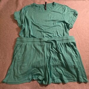 Torrid Sleep Pajama Lounge Set Women's Plus 3 Teal Blue Soft Knit Comfy Cozy